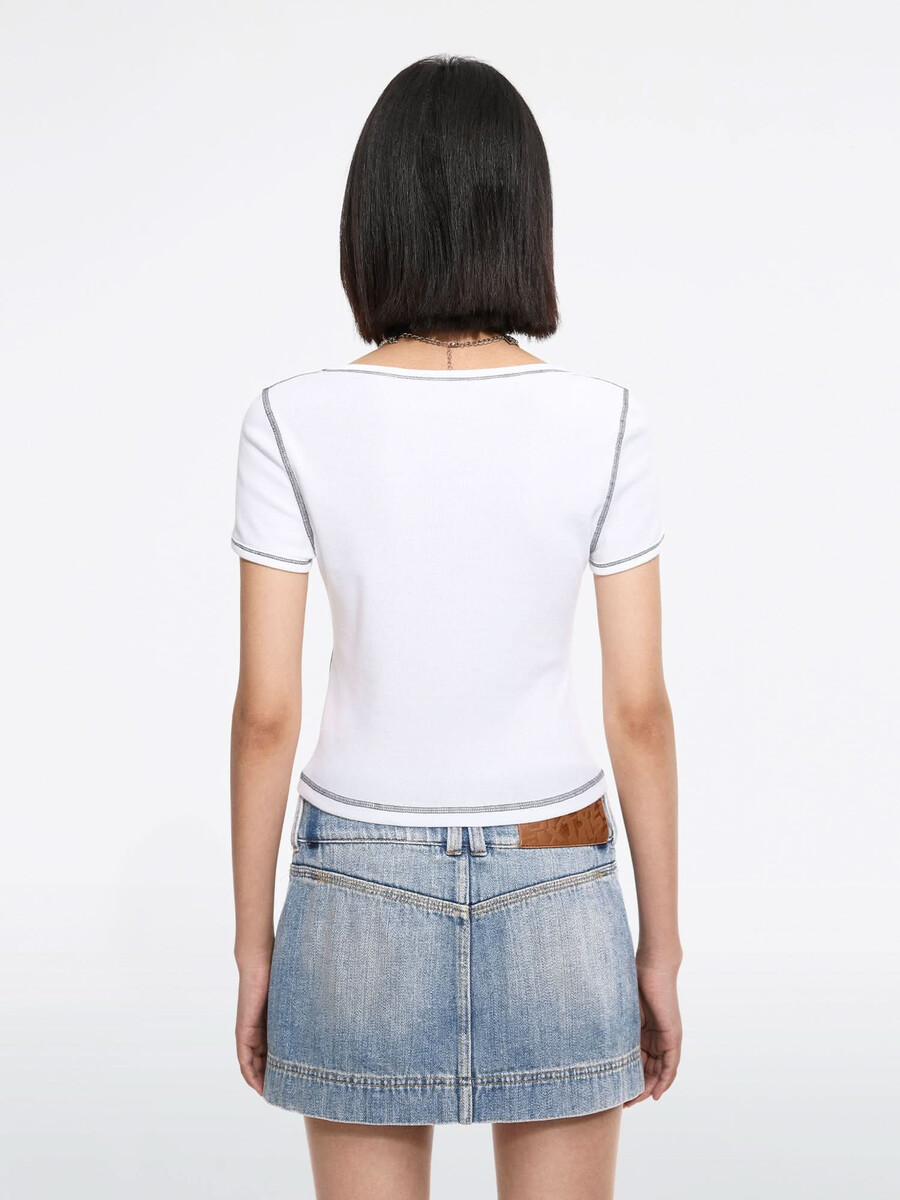 bedrucktes t-shirt mit rundhalsausschnitt