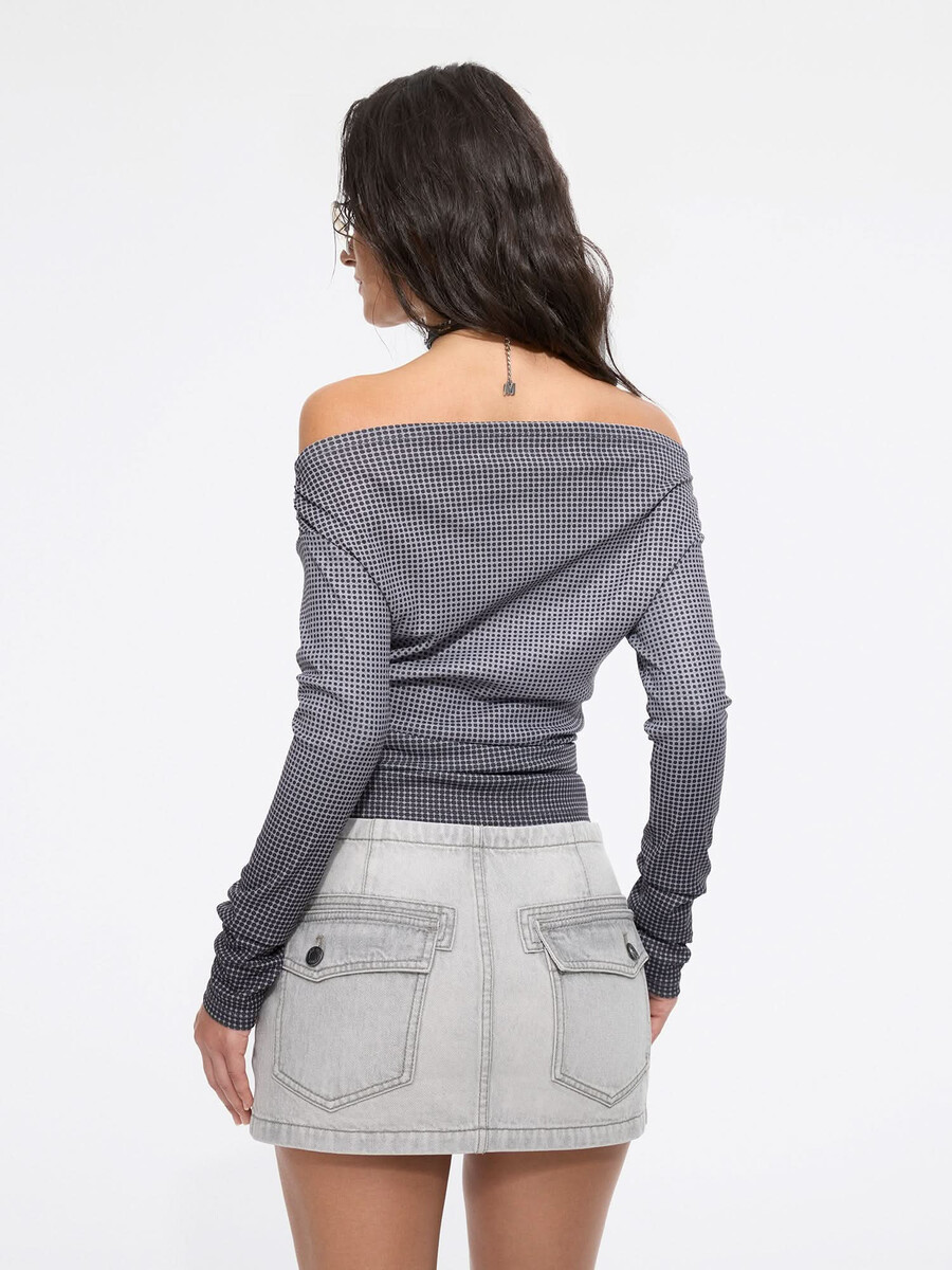 polka dot off-shoulder t-shirt