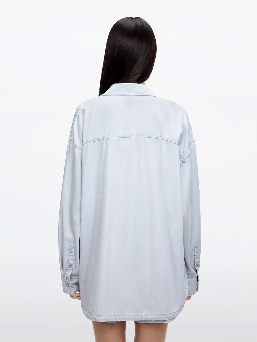 einreihiges besticktes jeanshemd