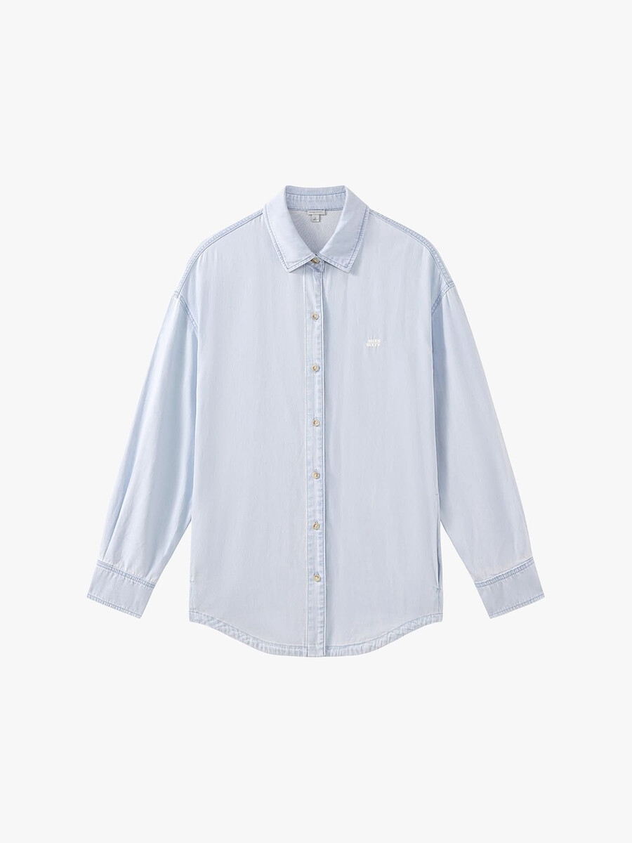 einreihiges besticktes jeanshemd