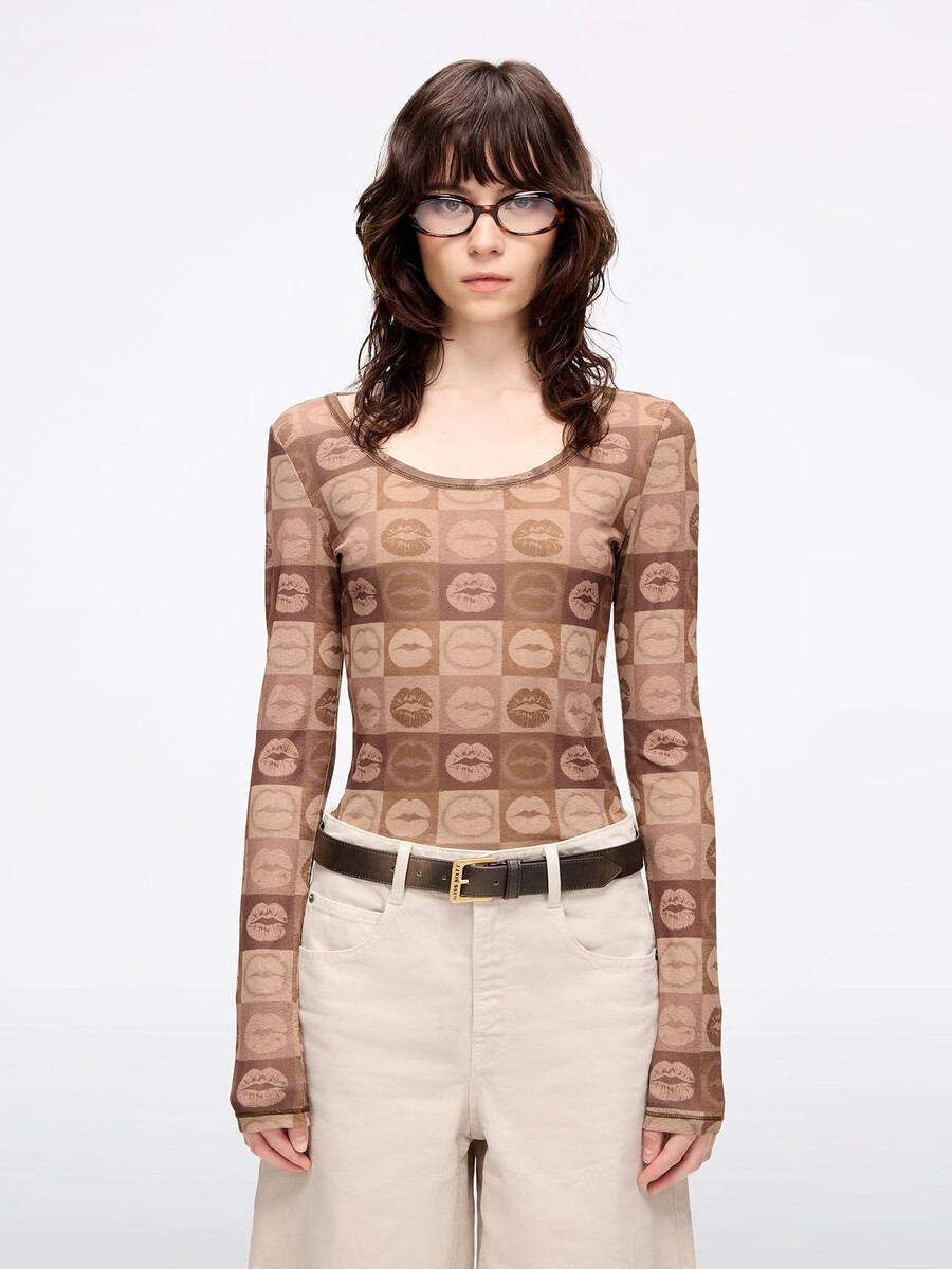 slim-fit t-shirt mit lippenprint