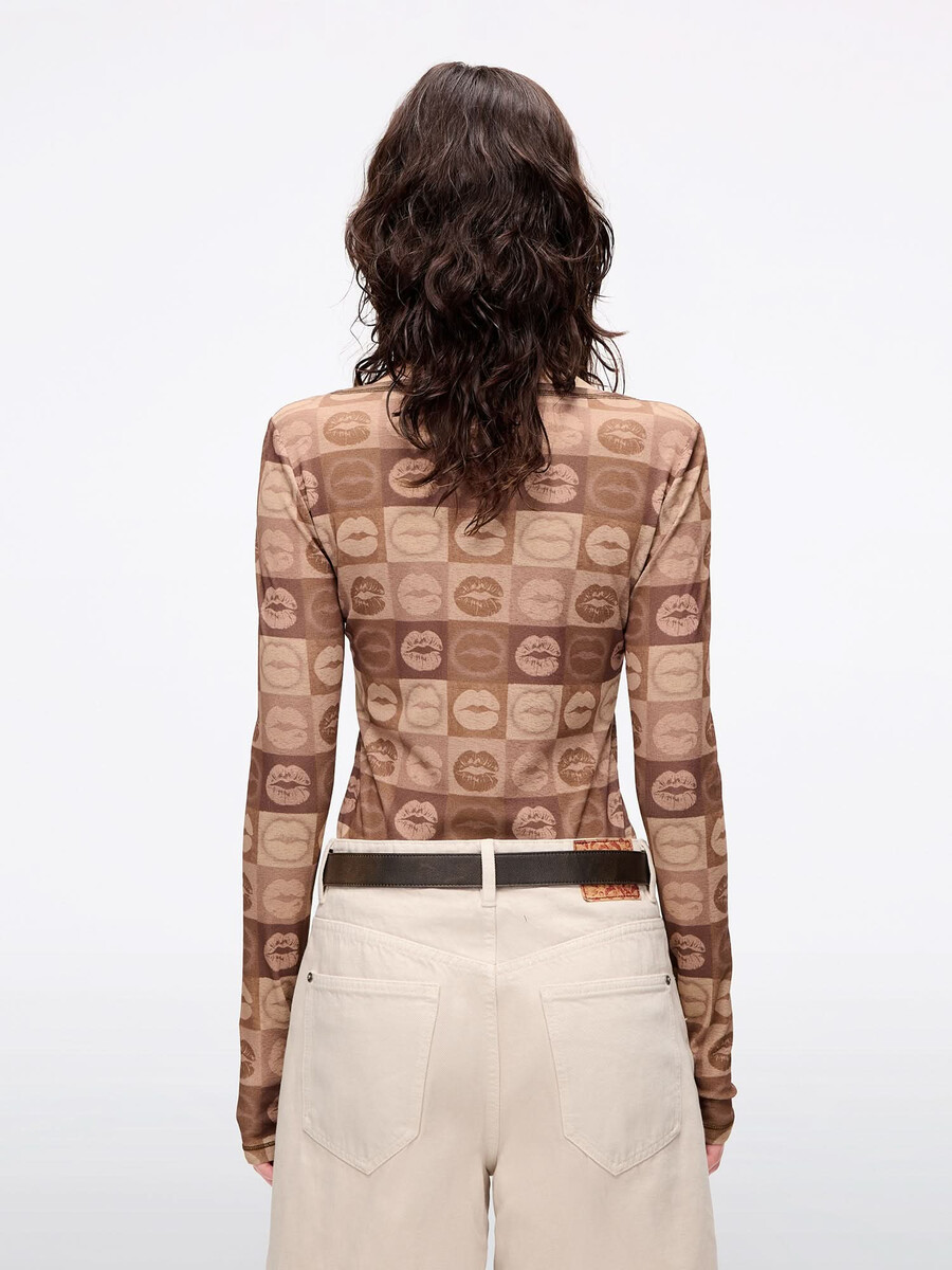 slim-fit t-shirt mit lippenprint