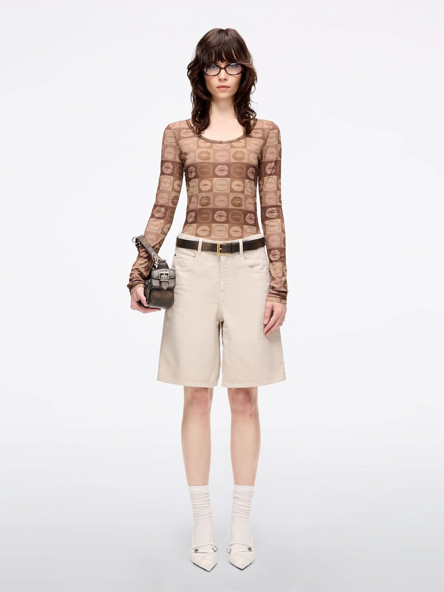 slim-fit t-shirt mit lippenprint