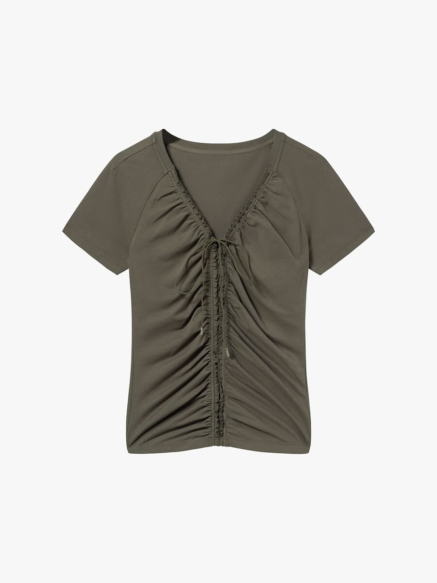 kurzes t-shirt mit schnürung