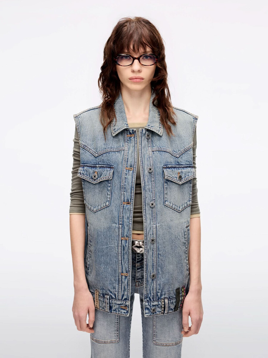 jeansweste mit gürtelschlaufen