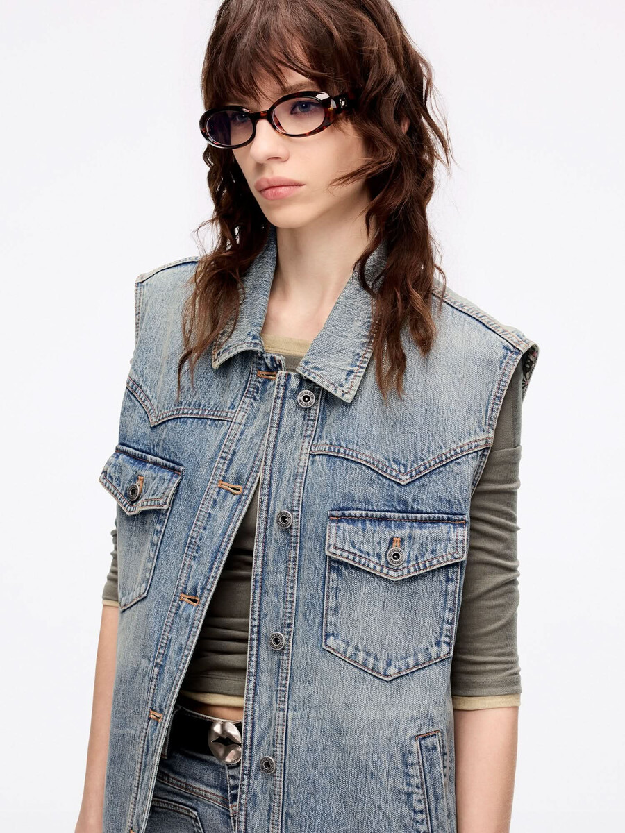 jeansweste mit gürtelschlaufen