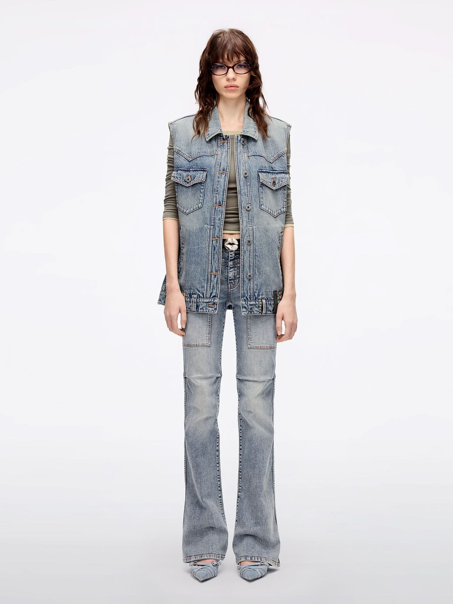 jeansweste mit gürtelschlaufen