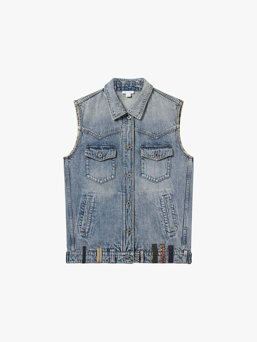 jeansweste mit gürtelschlaufen