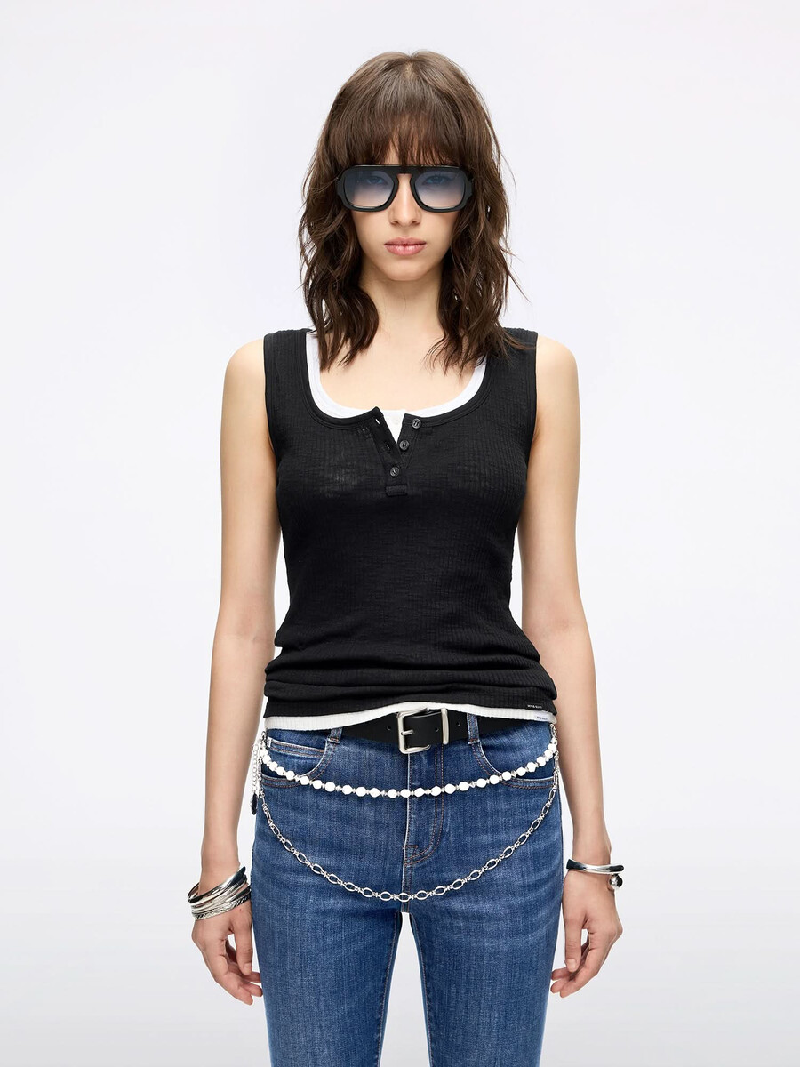 Ärmelloses henley-t-shirt