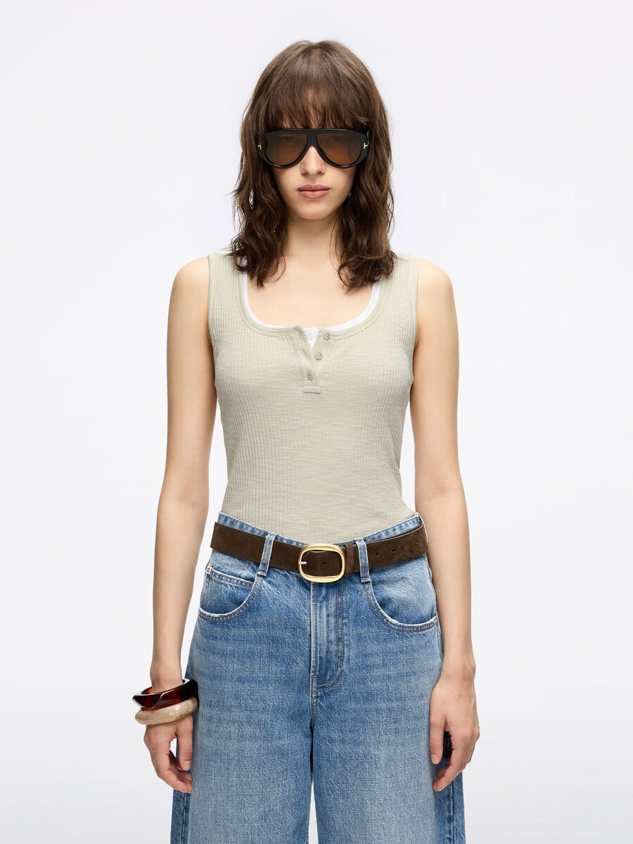 Ärmelloses henley-t-shirt