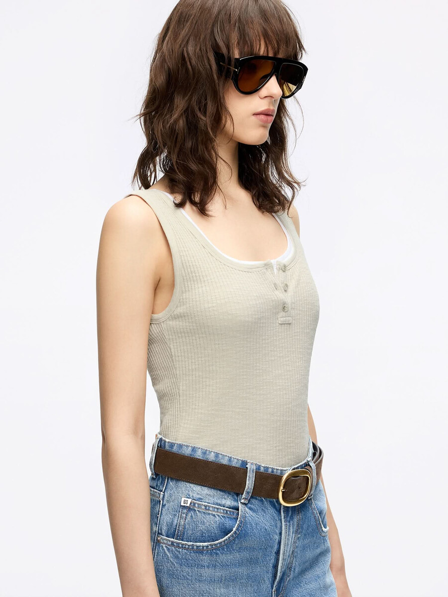 Ärmelloses henley-t-shirt