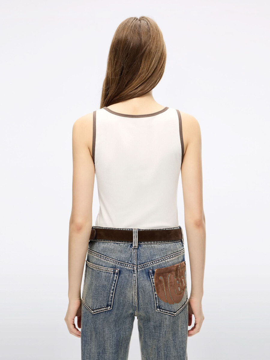 Ärmelloses patchwork-t-shirt