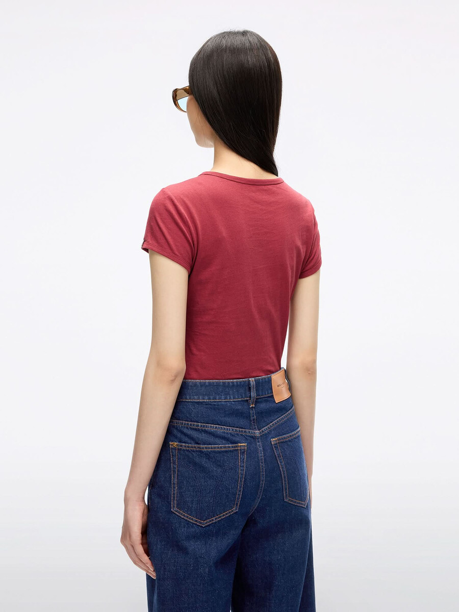 patchwork-t-shirt mit rundhalsausschnitt