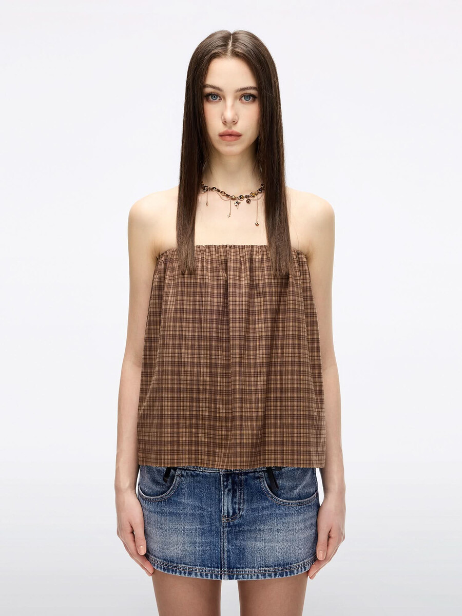 kariertes trägerloses top