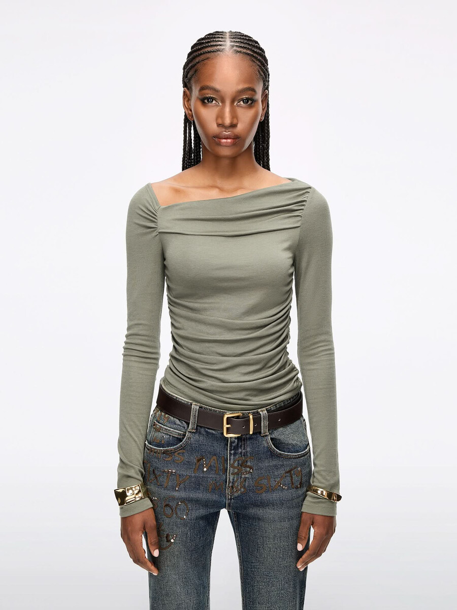 asymmetrisches falten-t-shirt