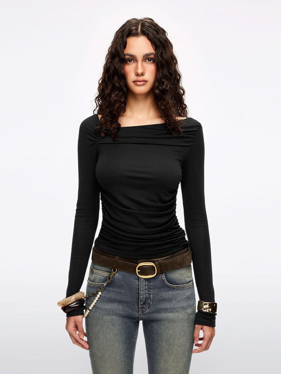 asymmetrisches falten-t-shirt