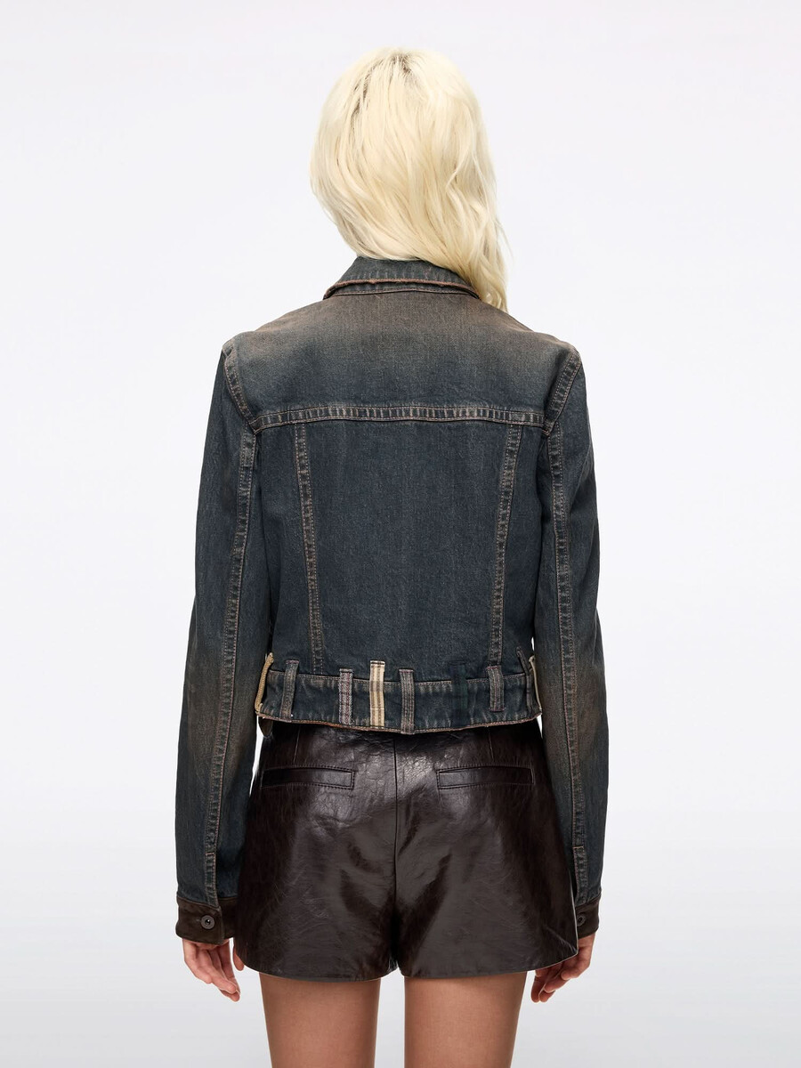 jeansjacke mit gürtelschlaufen