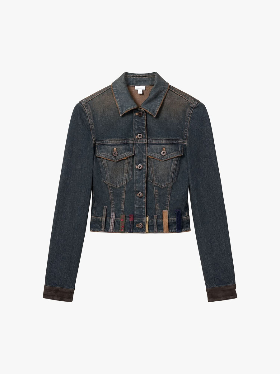 jeansjacke mit gürtelschlaufen