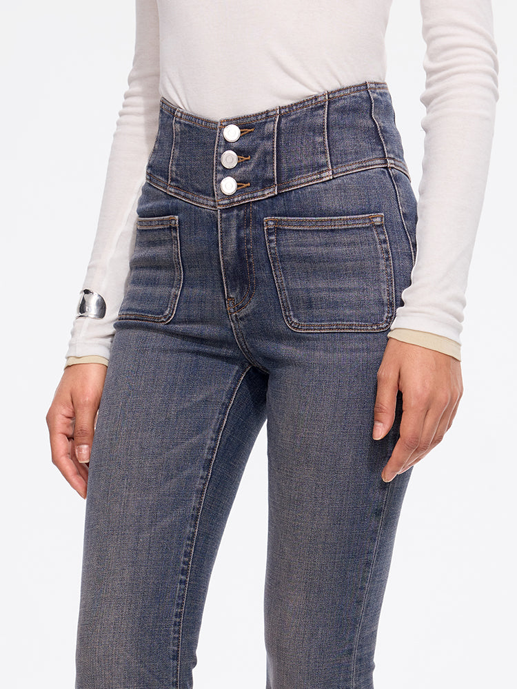 hochtaillierte schlagjeans – glenda plus 5