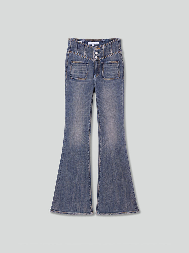 hochtaillierte schlagjeans – glenda plus 5