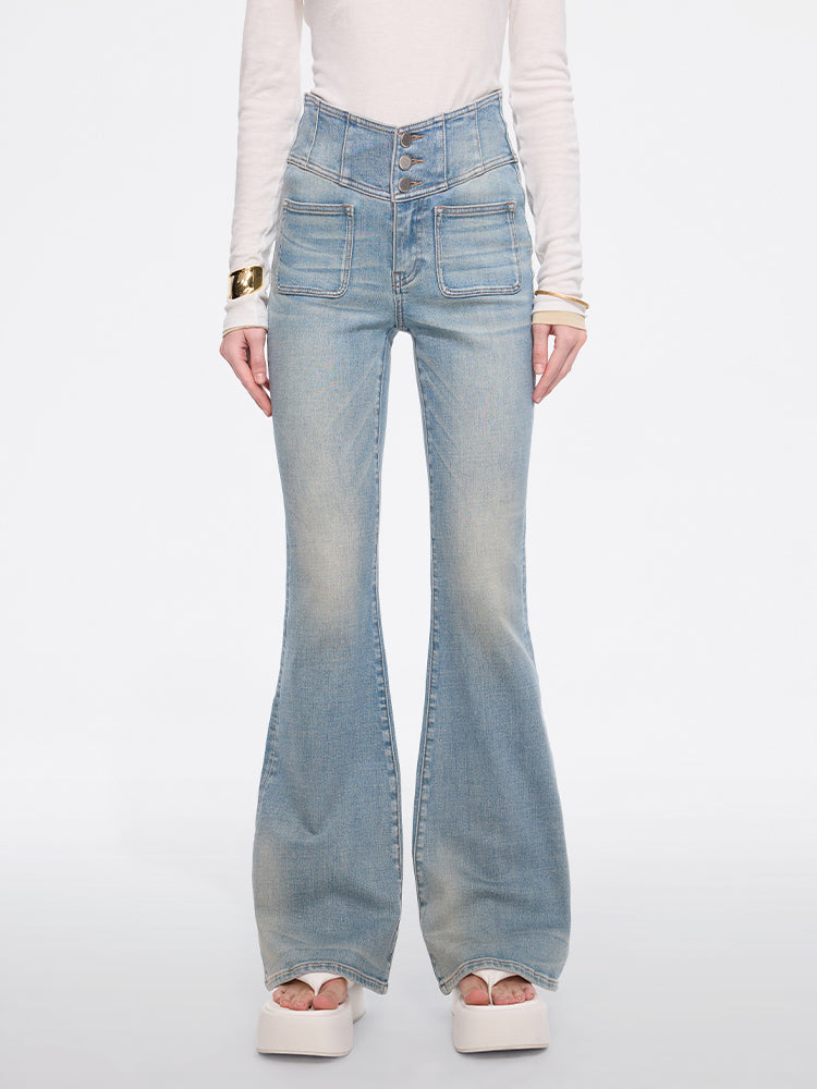 hochtaillierte schlagjeans – glenda plus 5