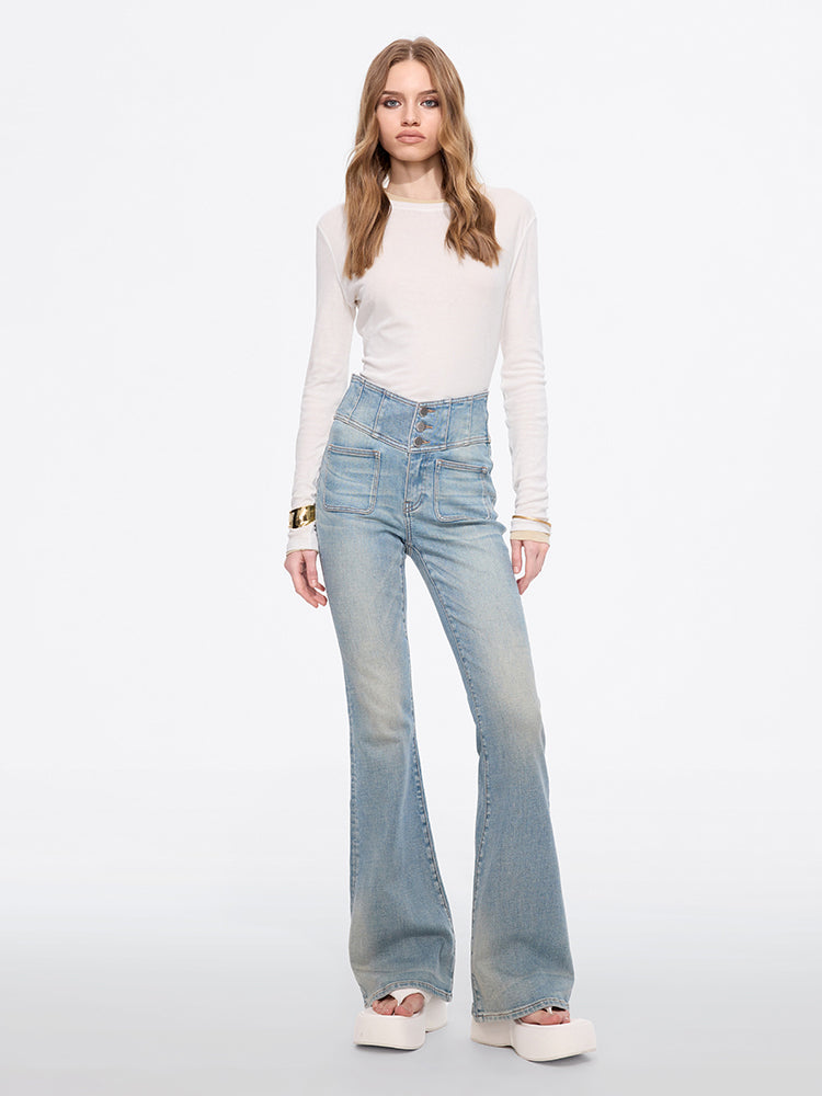 hochtaillierte schlagjeans – glenda plus 5