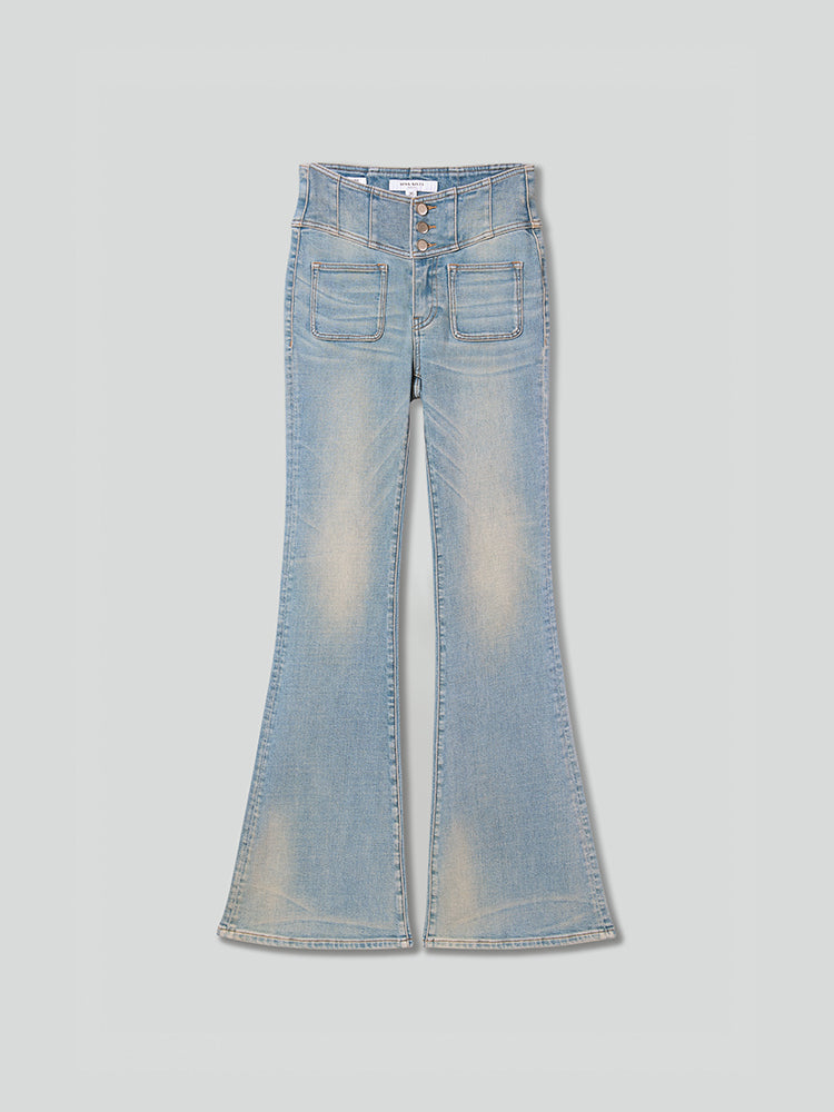 hochtaillierte schlagjeans – glenda plus 5