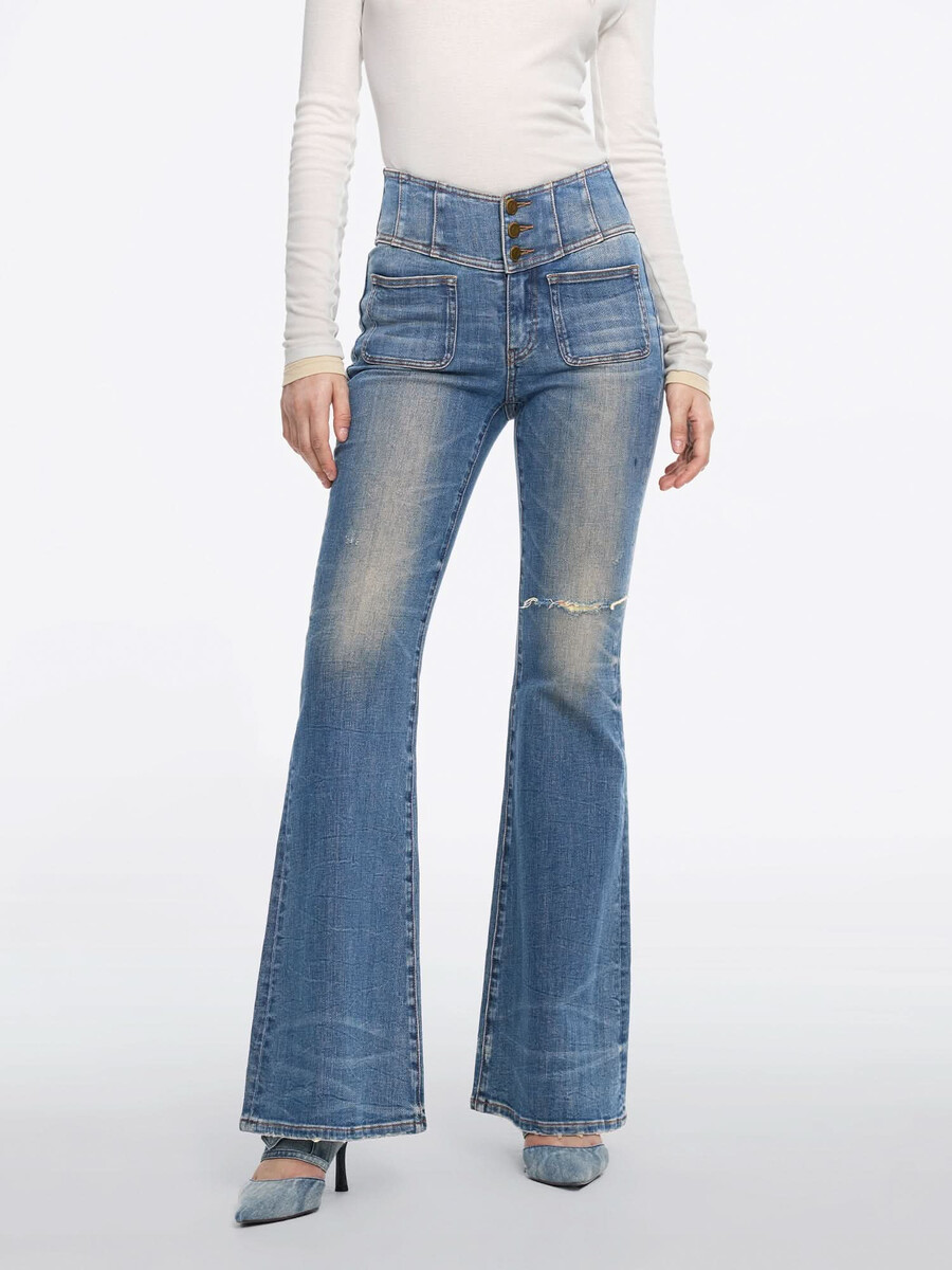 hochtaillierte schlagjeans – glenda plus 5