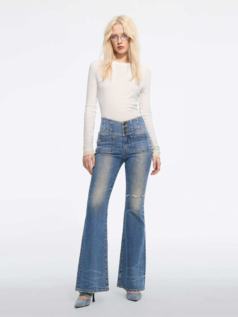 hochtaillierte schlagjeans – glenda plus 5