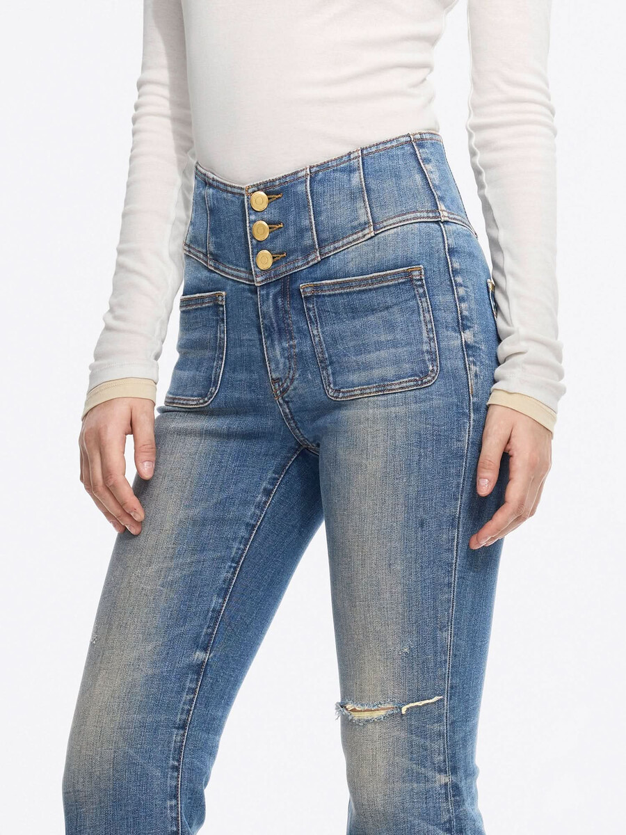 hochtaillierte schlagjeans – glenda plus 5