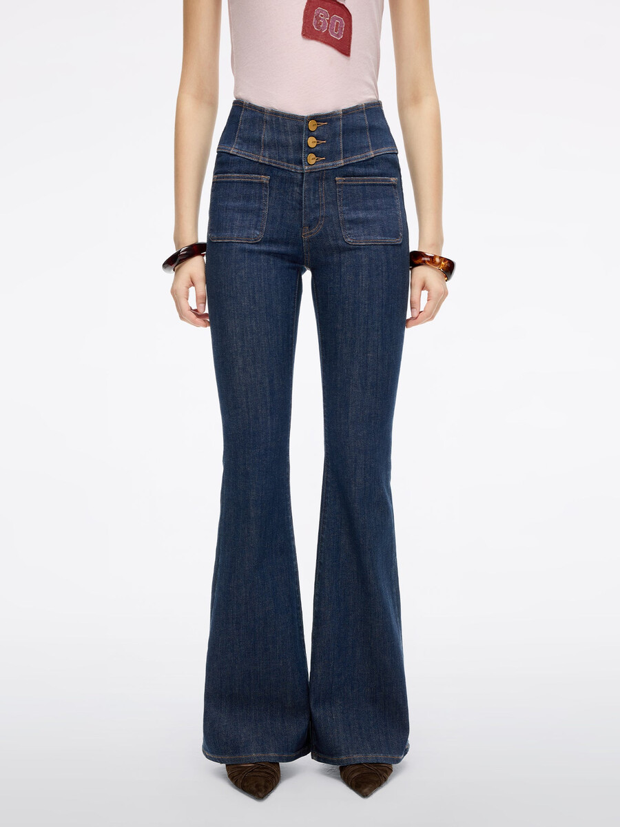 hochtaillierte schlagjeans – glenda plus 5