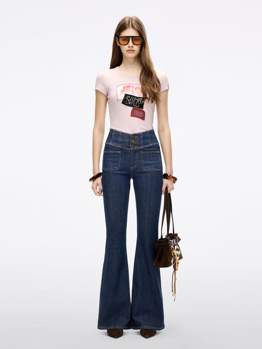 hochtaillierte schlagjeans – glenda plus 5