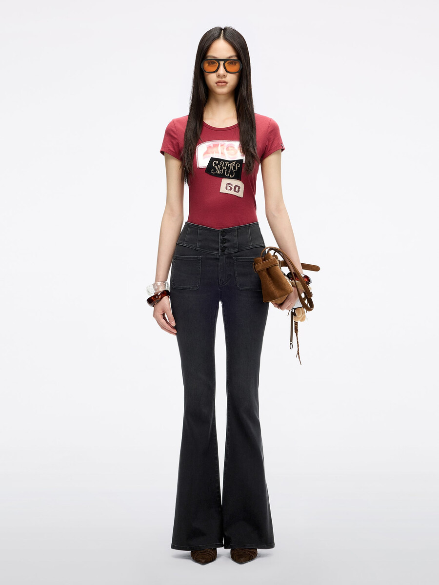 hochtaillierte schlagjeans – glenda plus 5