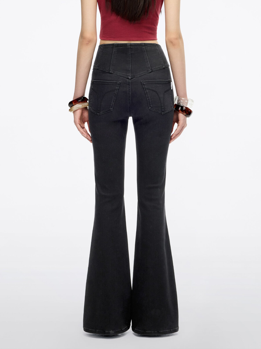 hochtaillierte schlagjeans – glenda plus 5