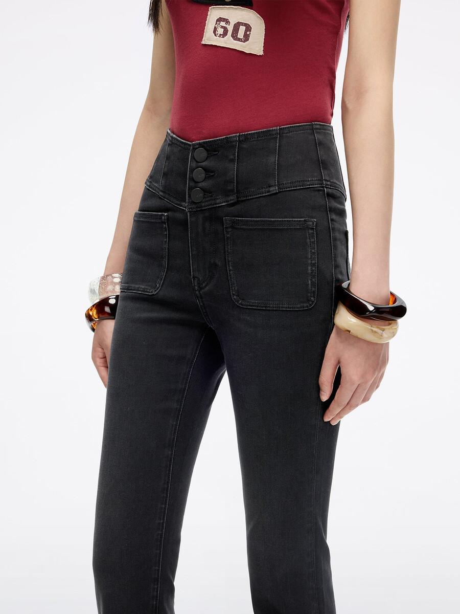 hochtaillierte schlagjeans – glenda plus 5