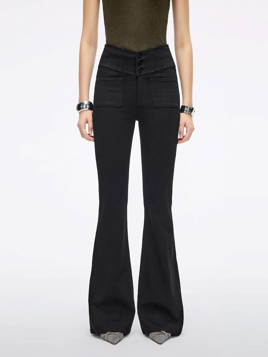 hochtaillierte schlagjeans – glenda plus 5