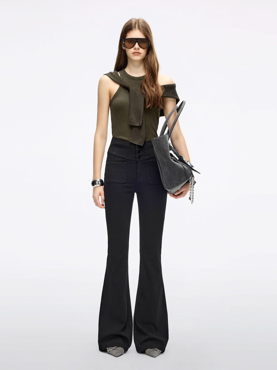 hochtaillierte schlagjeans – glenda plus 5