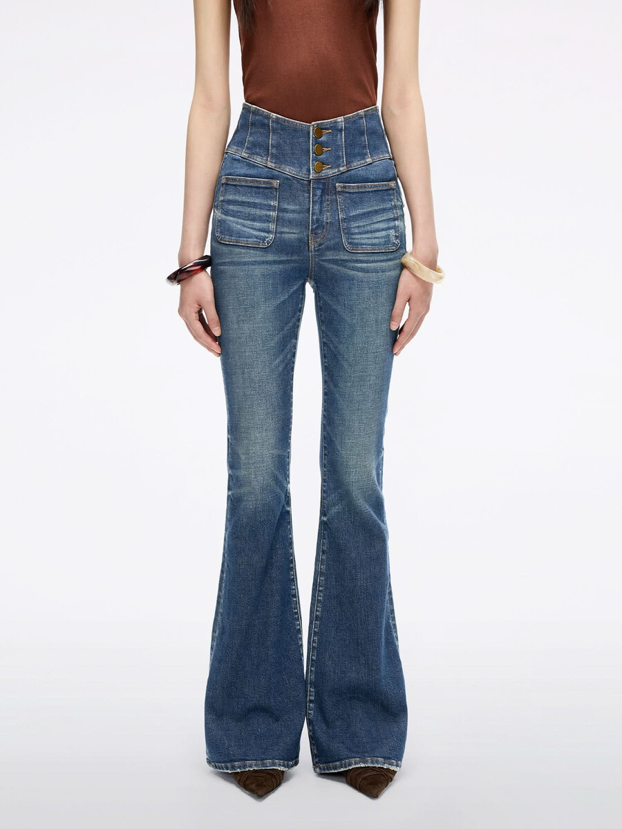 hochtaillierte schlagjeans – glenda plus 5
