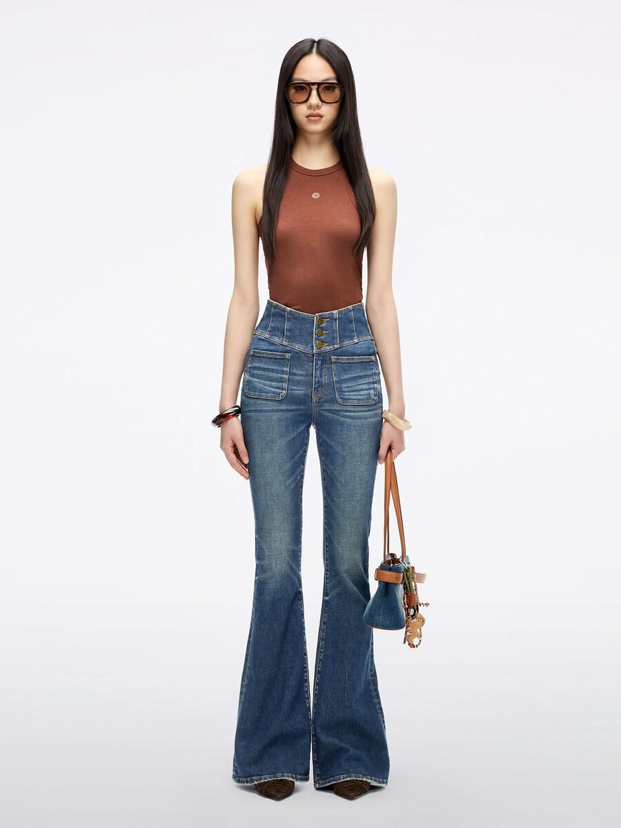 hochtaillierte schlagjeans – glenda plus 5