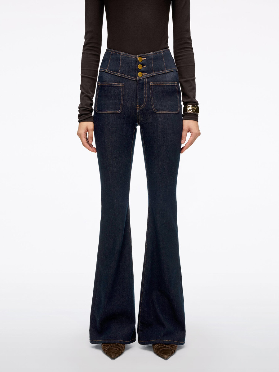 hochtaillierte schlagjeans – glenda plus 5