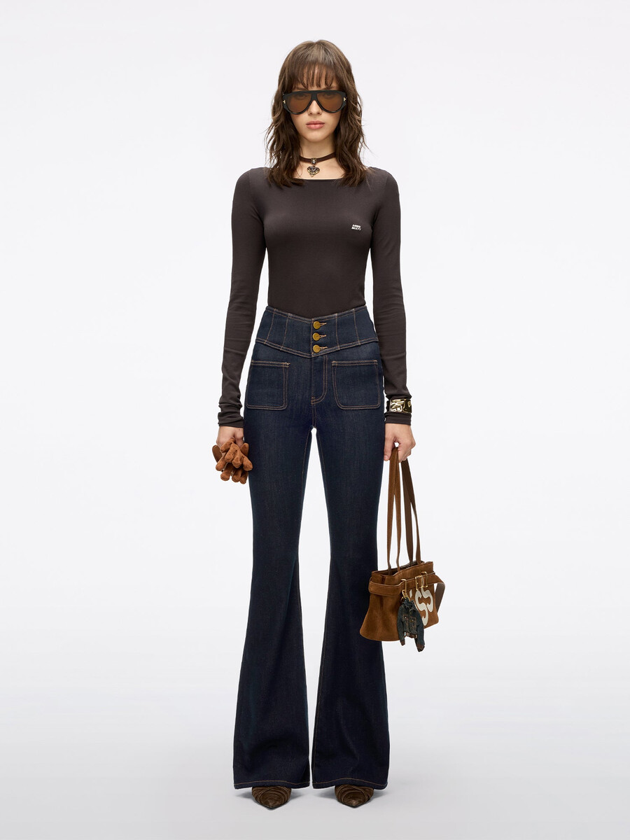 hochtaillierte schlagjeans – glenda plus 5