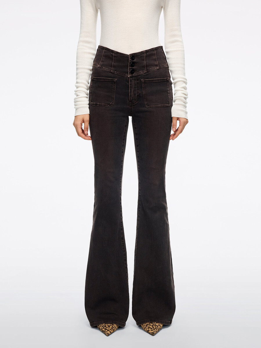 hochtaillierte schlagjeans – glenda plus 5
