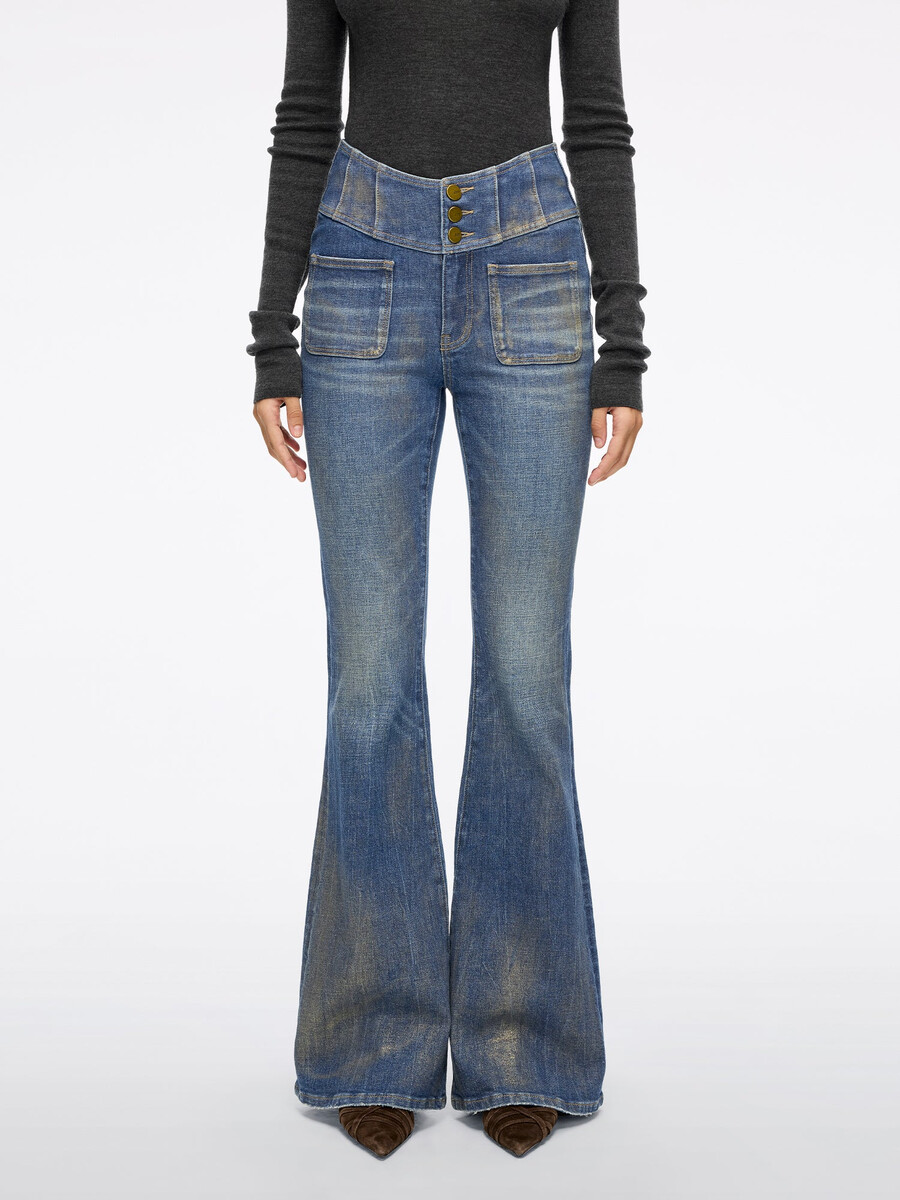 hochtaillierte schlagjeans – glenda plus 5