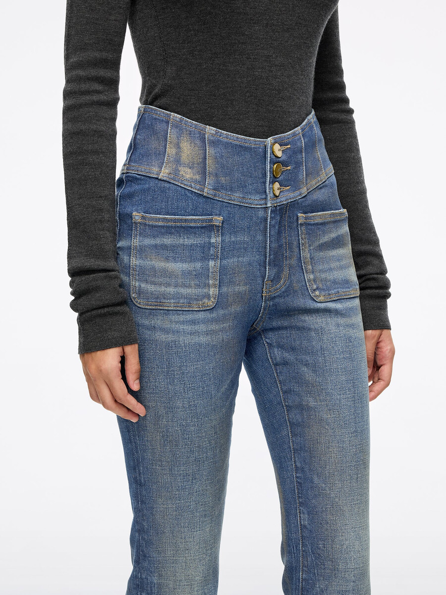 hochtaillierte schlagjeans – glenda plus 5