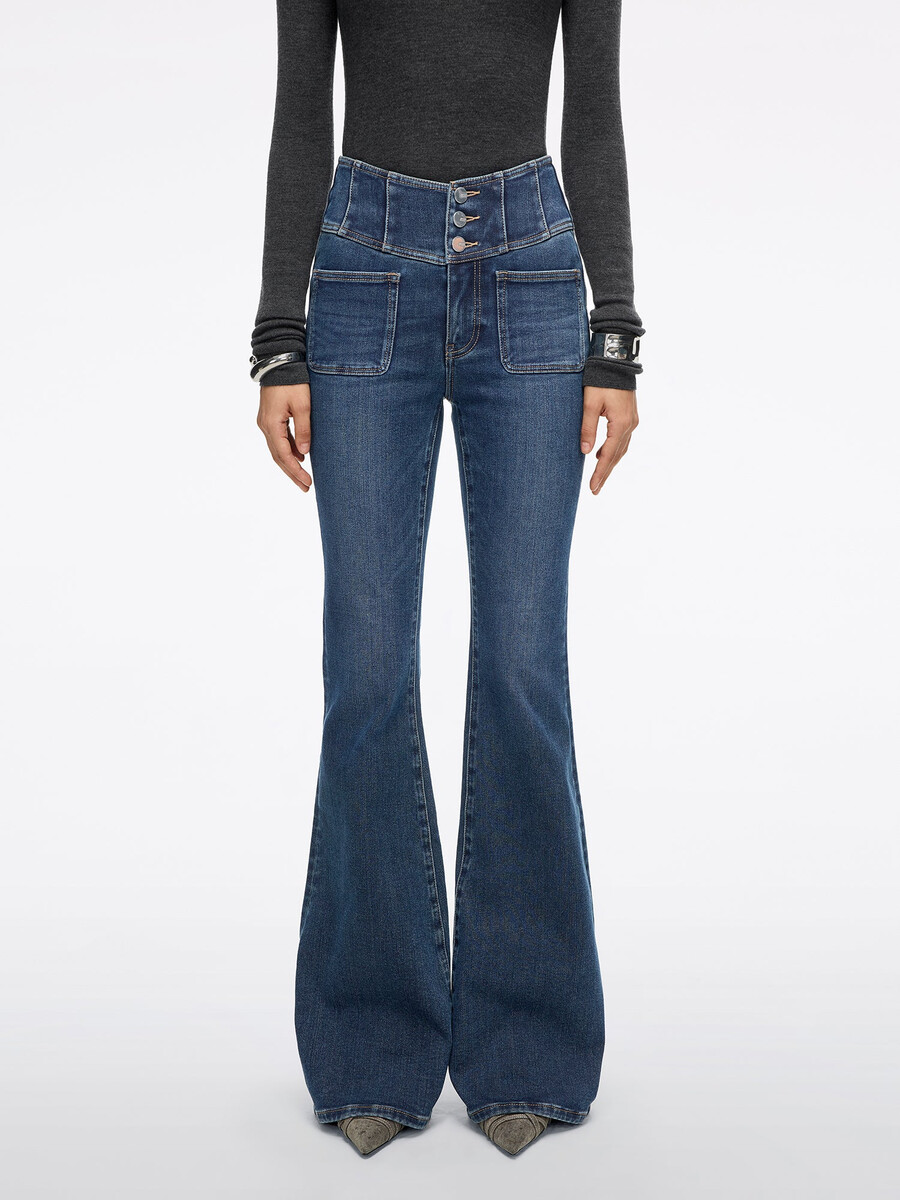 hochtaillierte schlagjeans – glenda plus 5