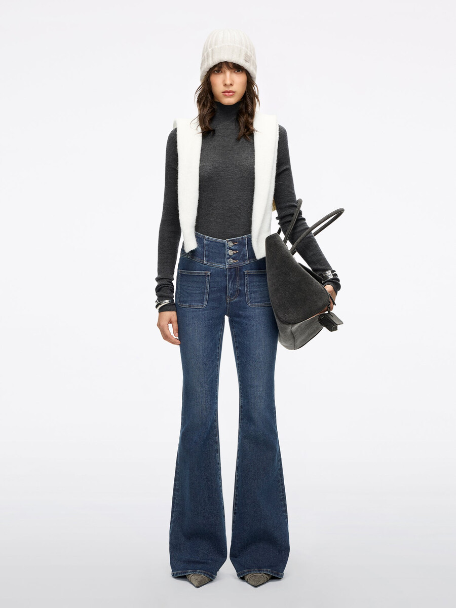 hochtaillierte schlagjeans – glenda plus 5