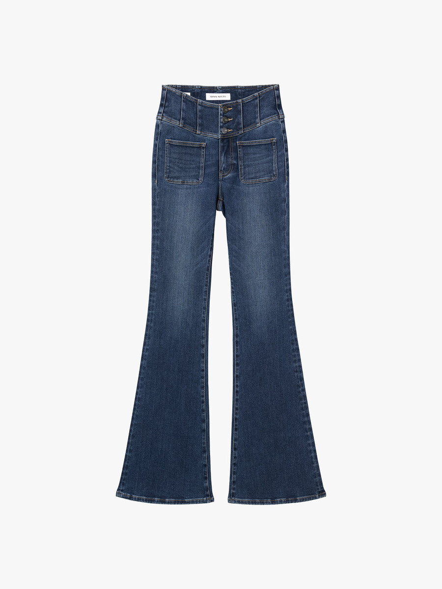 hochtaillierte schlagjeans – glenda plus 5