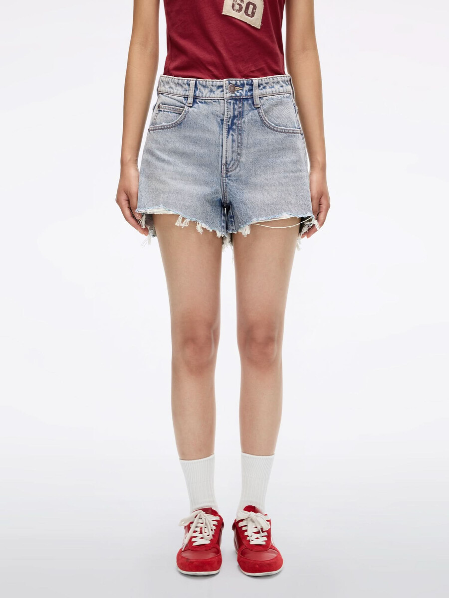 jeansshorts mit lippenprint