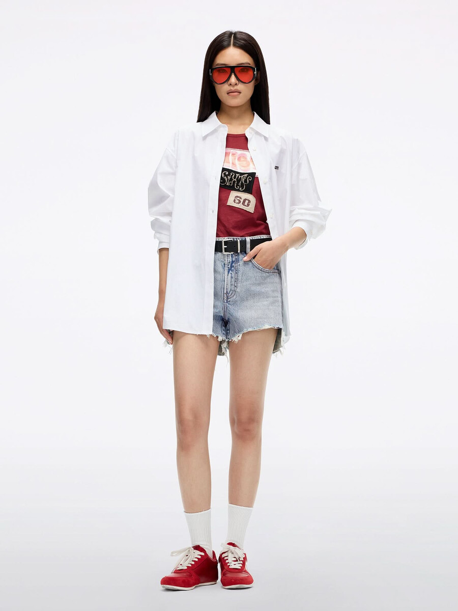 jeansshorts mit lippenprint