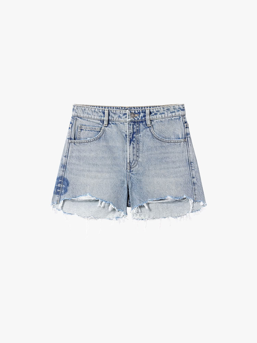 jeansshorts mit lippenprint
